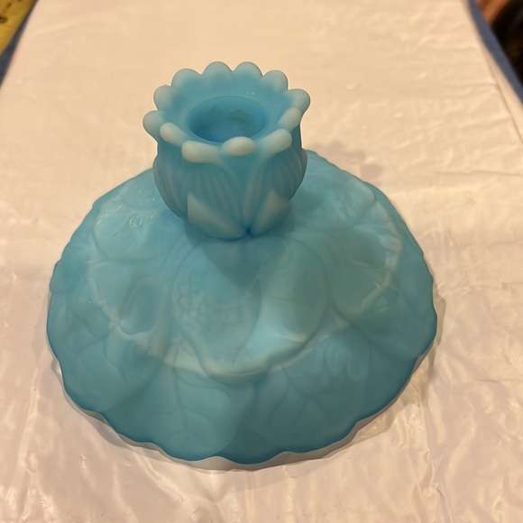 A Pair of Fenton Satin Blue Candle Holder - Picture 6 of 7
